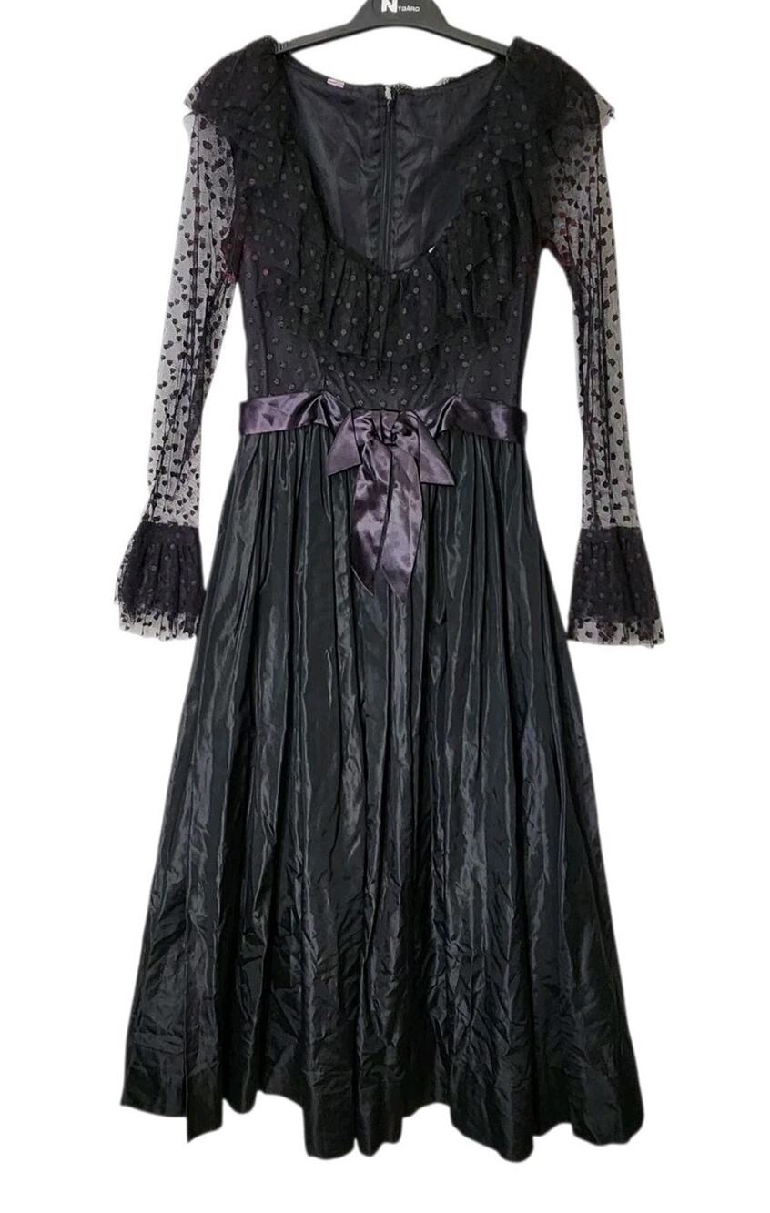 VTG I. Magnin Maxi Lace Dress Wedding Goth Prom WHIMSIGOTH WITCHY SMALL Sheer